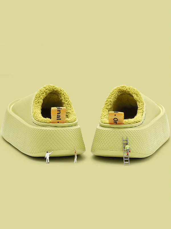 Home Non-Slip Keep Warm Velvet Waterproof Solid Color Slippers - Image 14