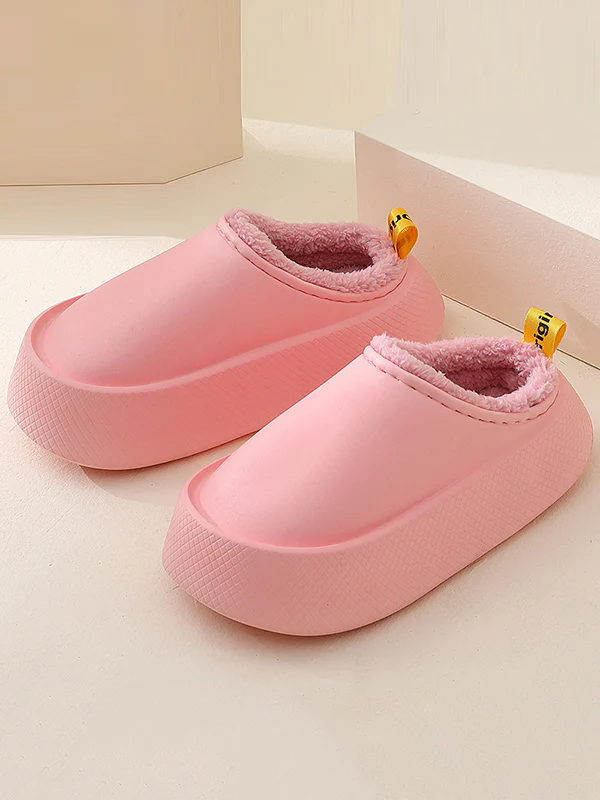 Home Non-Slip Keep Warm Velvet Waterproof Solid Color Slippers - Image 8