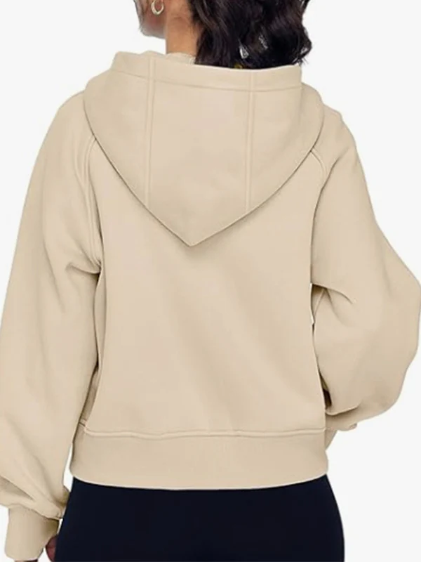 Hooded Long Sleeves Pockets Solid Color Zipper Jackets Outerwear - Image 16