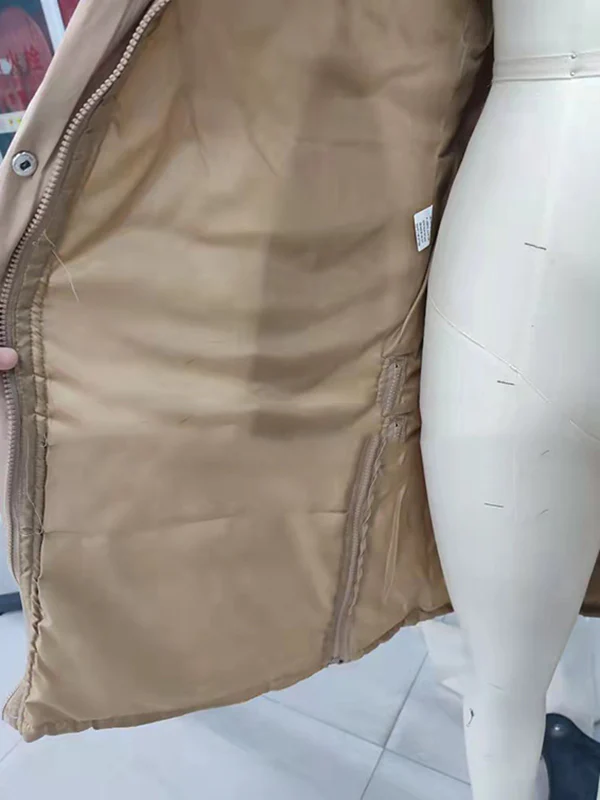 Hooded Sleeveless Buttoned Drawstring Keep Warm Solid Color Split-Joint Zipper Padded Coat Vest Outerwear - Image 12