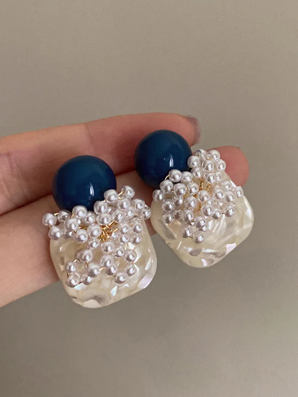 Imitation Pearl Geometric Eardrop Earrings Accessories - Image 4