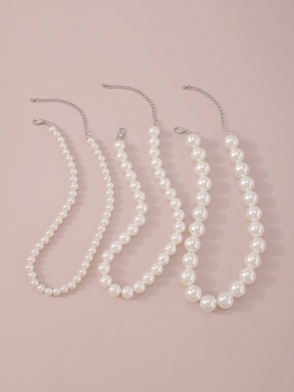 Imitation Pearl Three Pieces Necklaces Accessories Dainty Necklace - Image 6