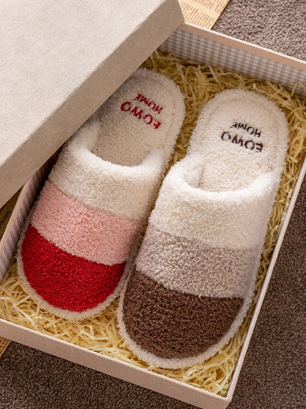 Indoor Non-Slip Keep Warm Striped Slippers - Image 13