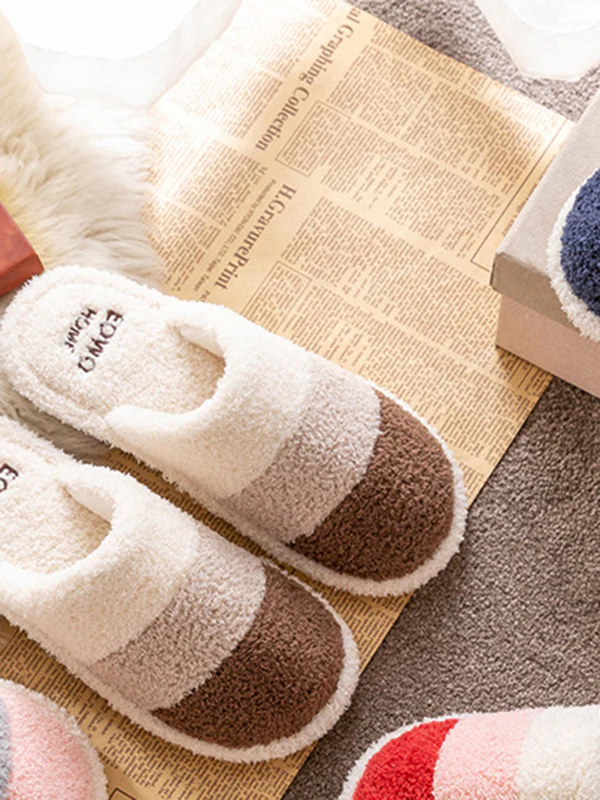 Indoor Non-Slip Keep Warm Striped Slippers - Image 15