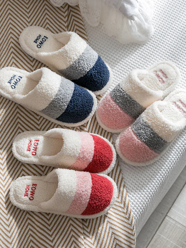 Indoor Non-Slip Keep Warm Striped Slippers - Image 2