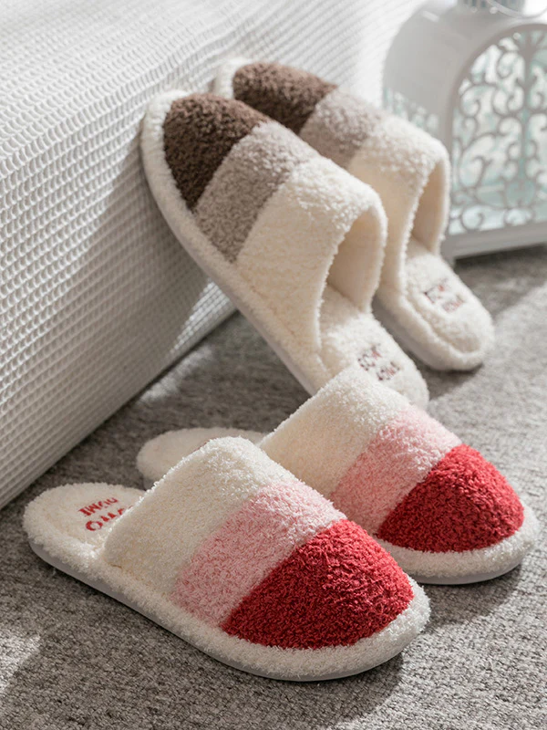 Indoor Non-Slip Keep Warm Striped Slippers - Image 3