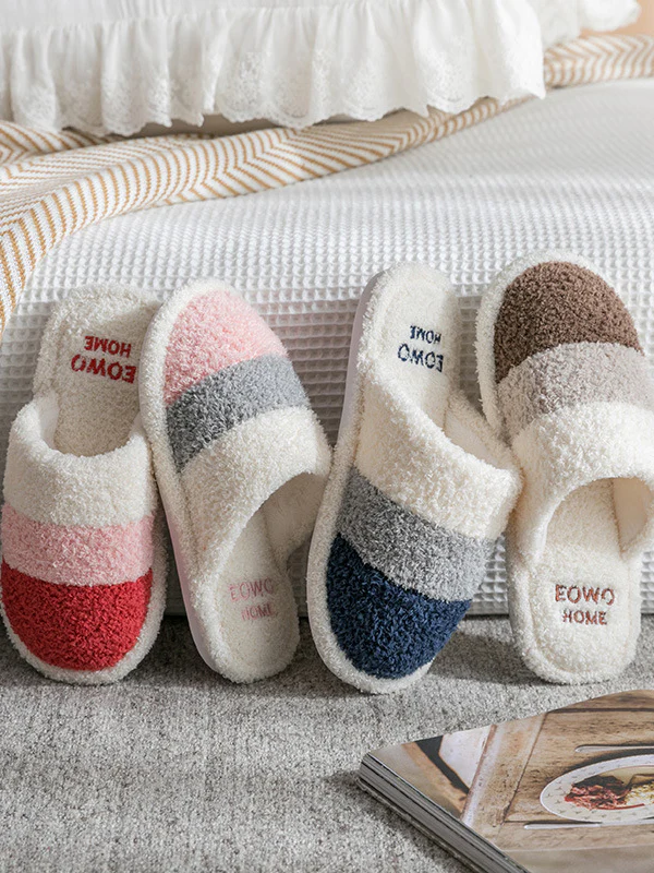 Indoor Non-Slip Keep Warm Striped Slippers - Image 4