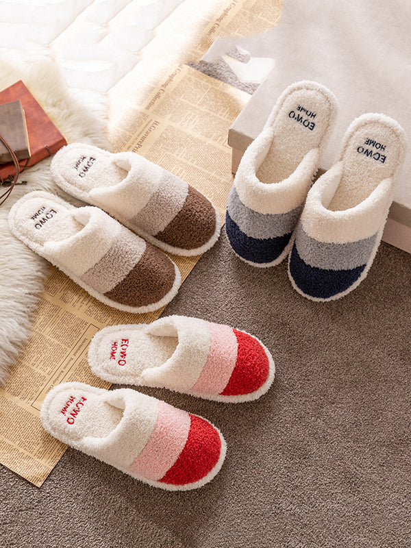 Indoor Non-Slip Keep Warm Striped Slippers - Image 5