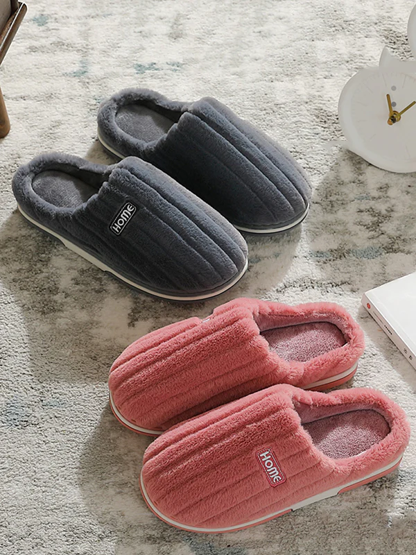 Indoor Warm Non-Slip Solid Color Slippers - Image 8