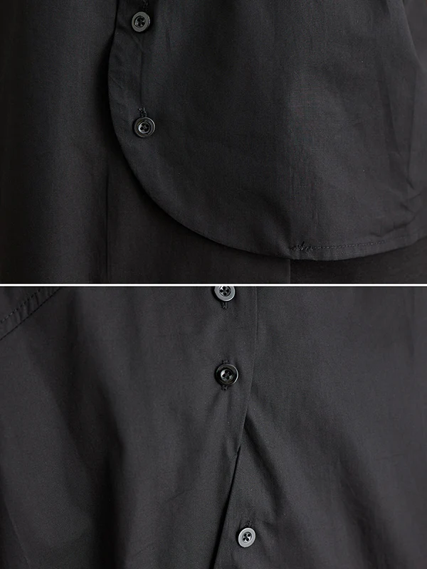 Irregular Clipping Solid Color Lapel Shirts Tops - Image 14