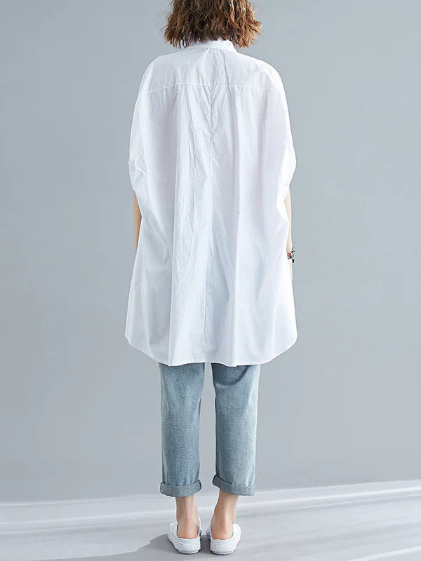 Irregular High-Low Oversize Batwing Sleeve Shirt - Image 6