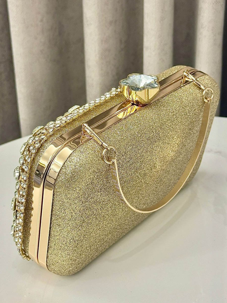 Irregularity Chains Geometric Lock Rhine Stones Shiny Crossbody Bags Evening Bags & Clutches - Image 6