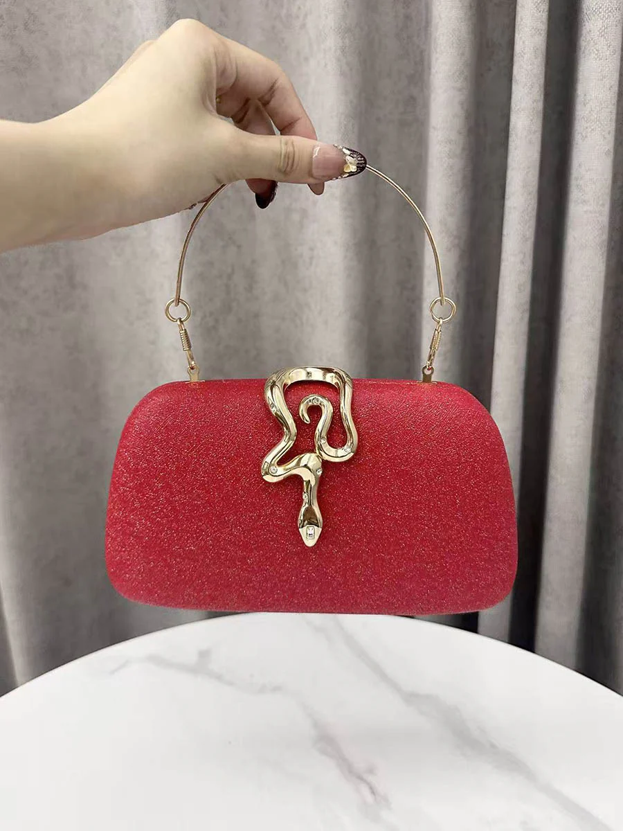 Irregularity Chains Lock Shiny Crossbody Bags Evening Bags Clutches - Image 2