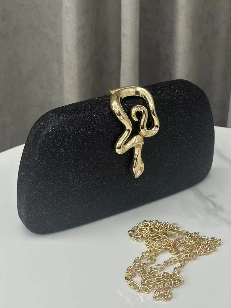 Irregularity Chains Lock Shiny Crossbody Bags Evening Bags Clutches - Image 7