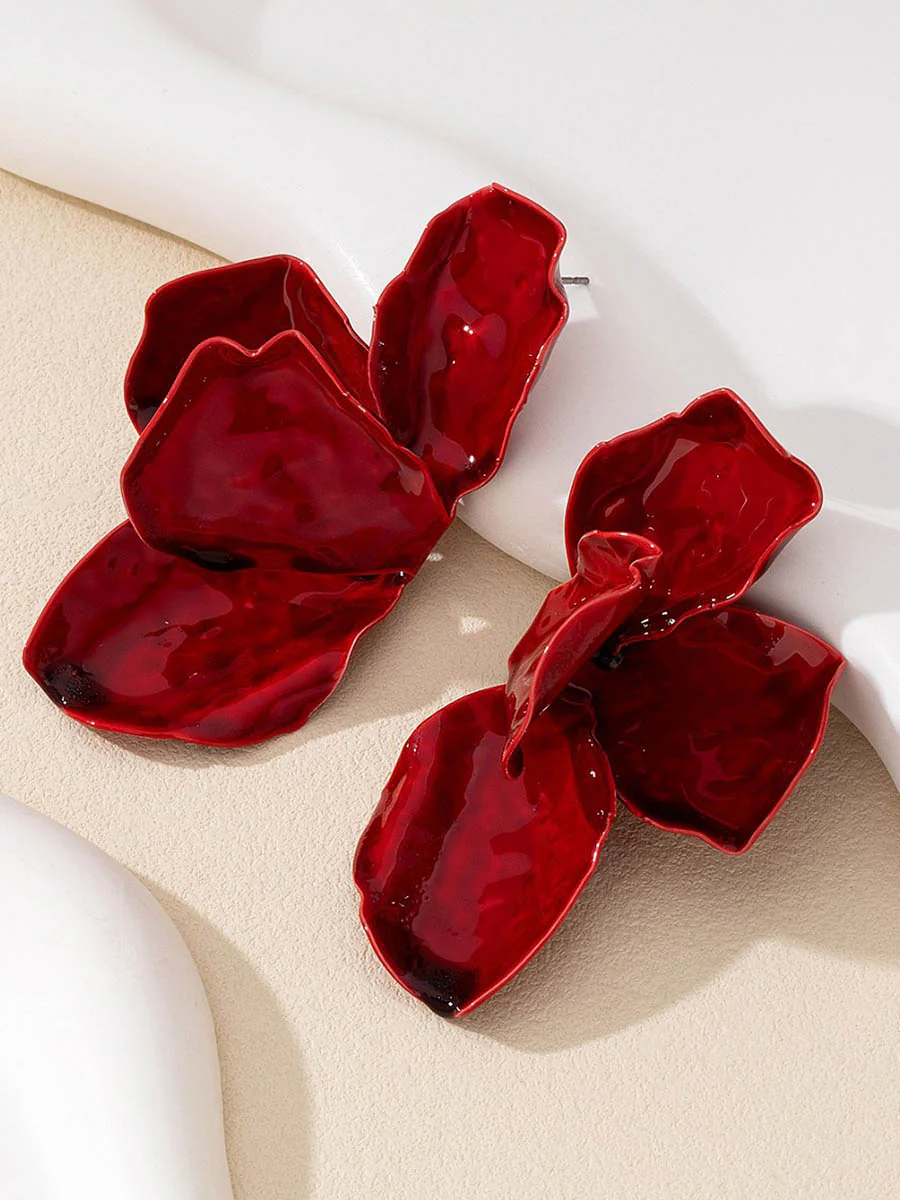 Irregularity Flower Print Earrings Accessories - Image 2