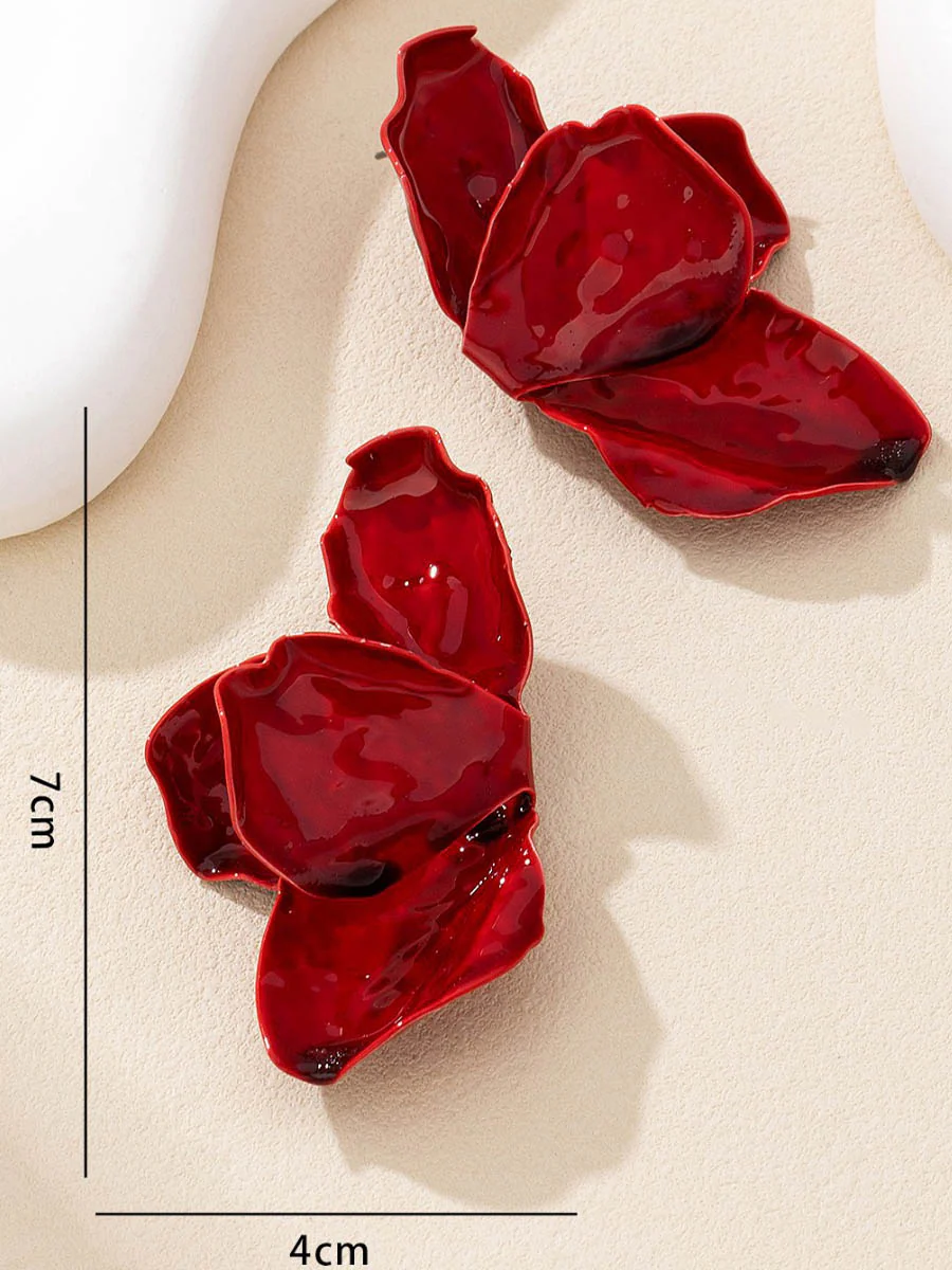 Irregularity Flower Print Earrings Accessories - Image 6