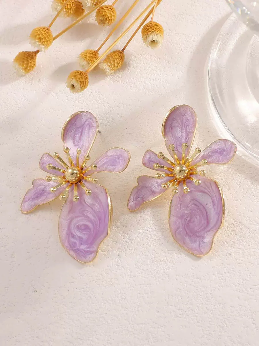Irregularity Flower Shape Earrings Accessories - Image 9