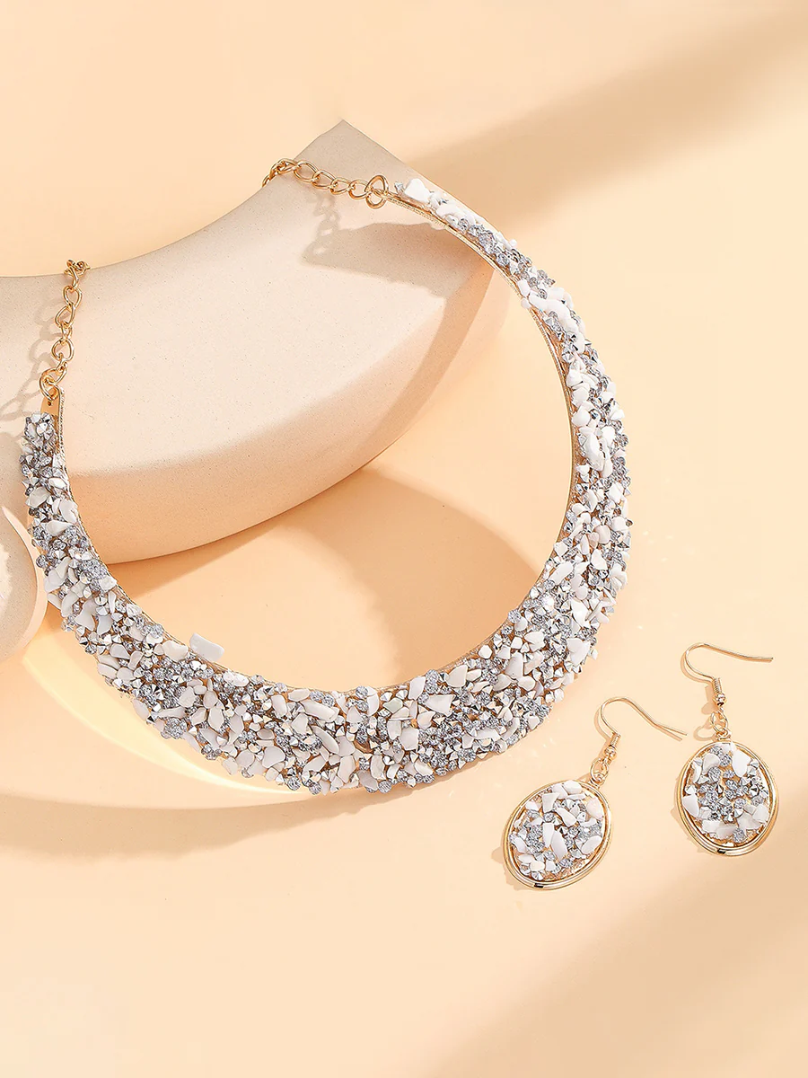 Irregularity Geometric Rhine Stones Shiny Earrings Accessories Necklaces Accessories Sets - Image 5