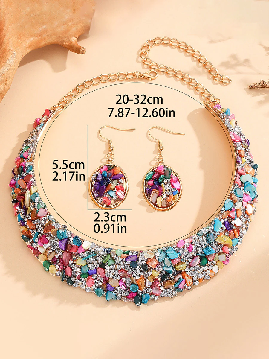 Irregularity Geometric Rhine Stones Shiny Earrings Accessories Necklaces Accessories Sets - Image 8