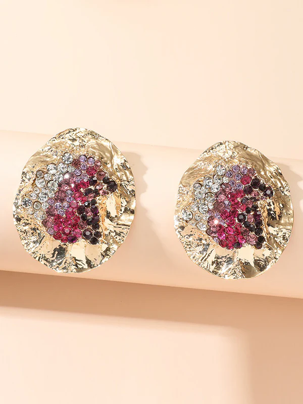 Irregularity Geometric Rhinestone Shiny Earrings Accessories - Image 2
