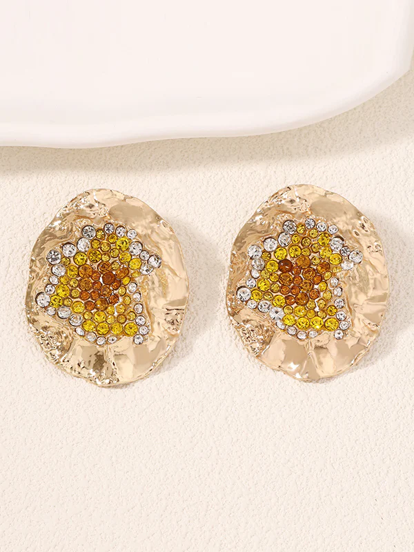 Irregularity Geometric Rhinestone Shiny Earrings Accessories - Image 5