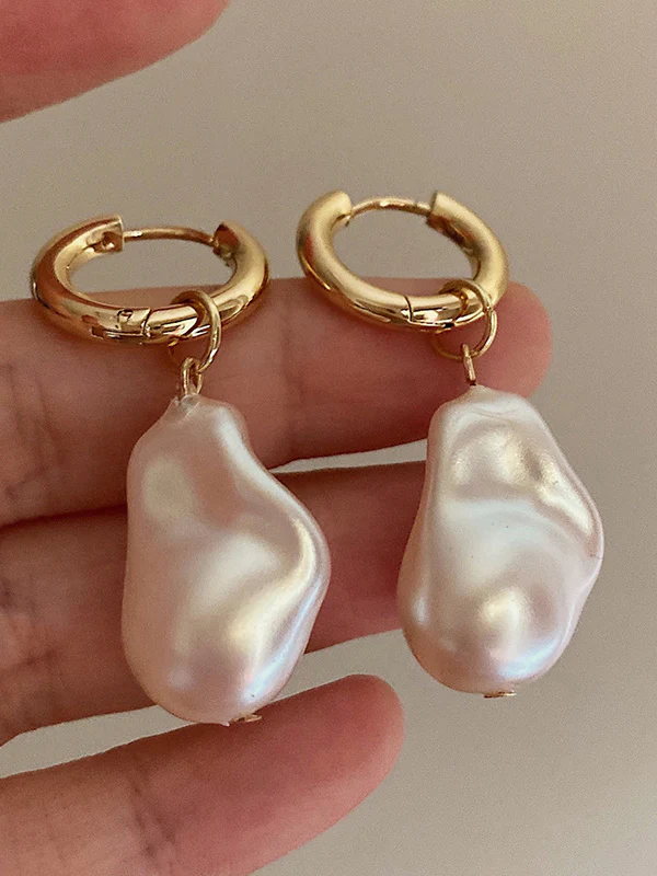 Irregularity Imitation Pearl Contrast Color Earrings Accessories - Image 2