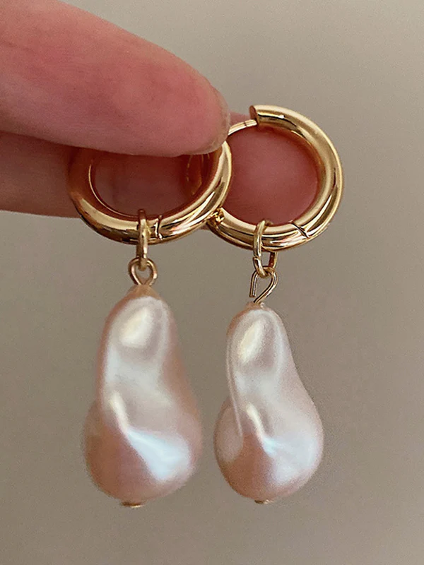 Irregularity Imitation Pearl Contrast Color Earrings Accessories - Image 3