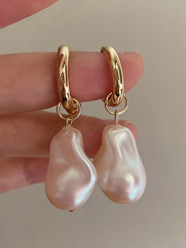 Irregularity Imitation Pearl Contrast Color Earrings Accessories - Image 4