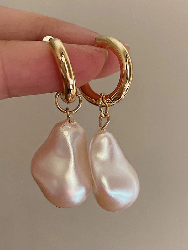 Irregularity Imitation Pearl Contrast Color Earrings Accessories - Image 5