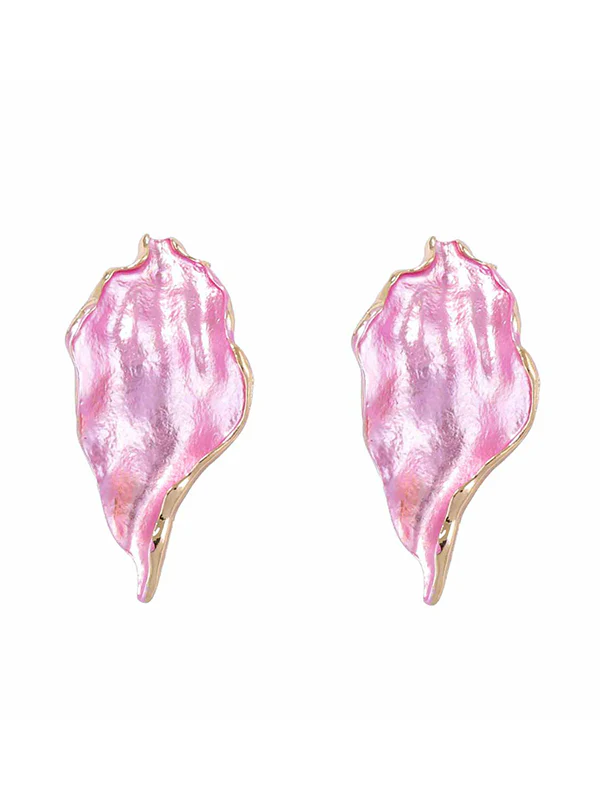 Irregularity Leaves Print Pleated Earrings Accessories - Image 10