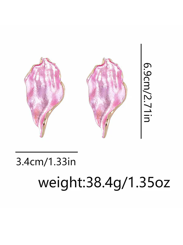 Irregularity Leaves Print Pleated Earrings Accessories - Image 11