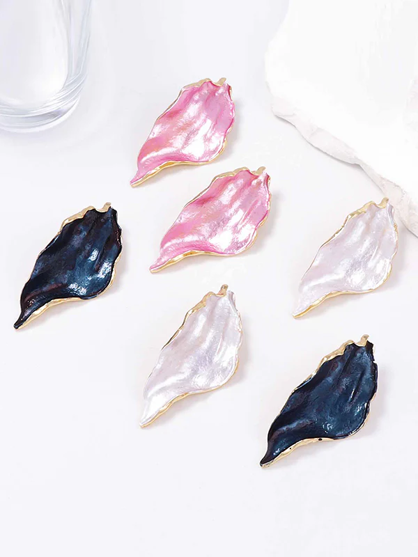 Irregularity Leaves Print Pleated Earrings Accessories - Image 2