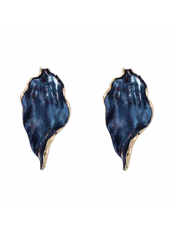 Irregularity Leaves Print Pleated Earrings Accessories - Image 5