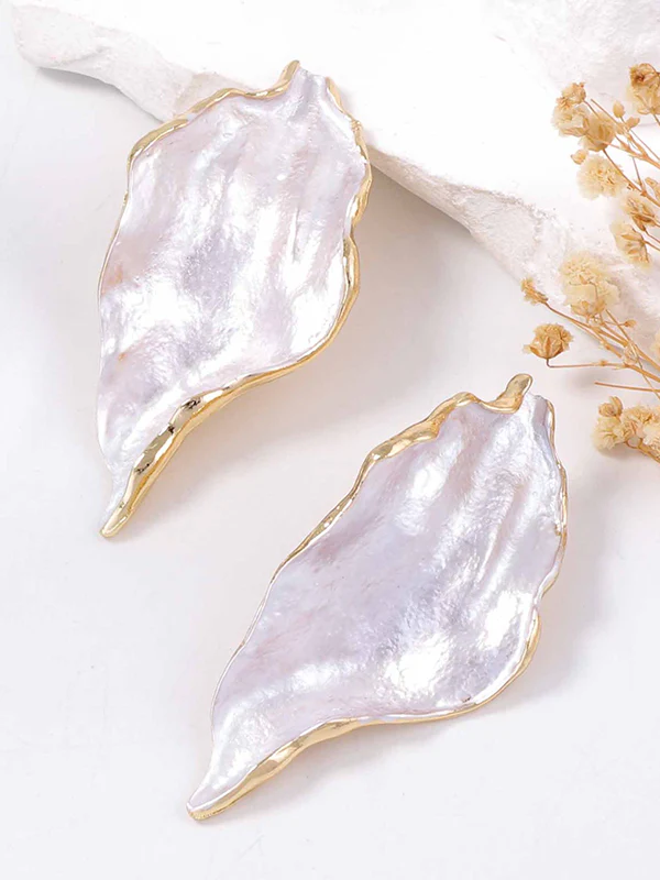 Irregularity Leaves Print Pleated Earrings Accessories - Image 6