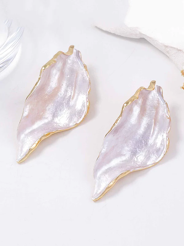 Irregularity Leaves Print Pleated Earrings Accessories - Image 7