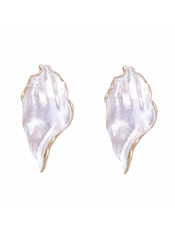Irregularity Leaves Print Pleated Earrings Accessories - Image 8