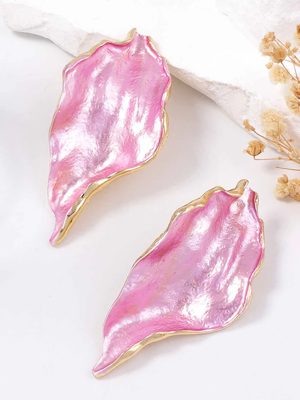 Irregularity Leaves Print Pleated Earrings Accessories - Image 9
