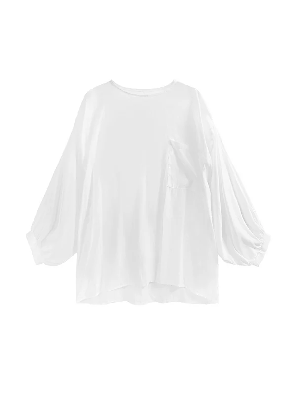 Irregularity Loose Pockets Solid Color Heaps Collar T-Shirts Vest Top - Image 16