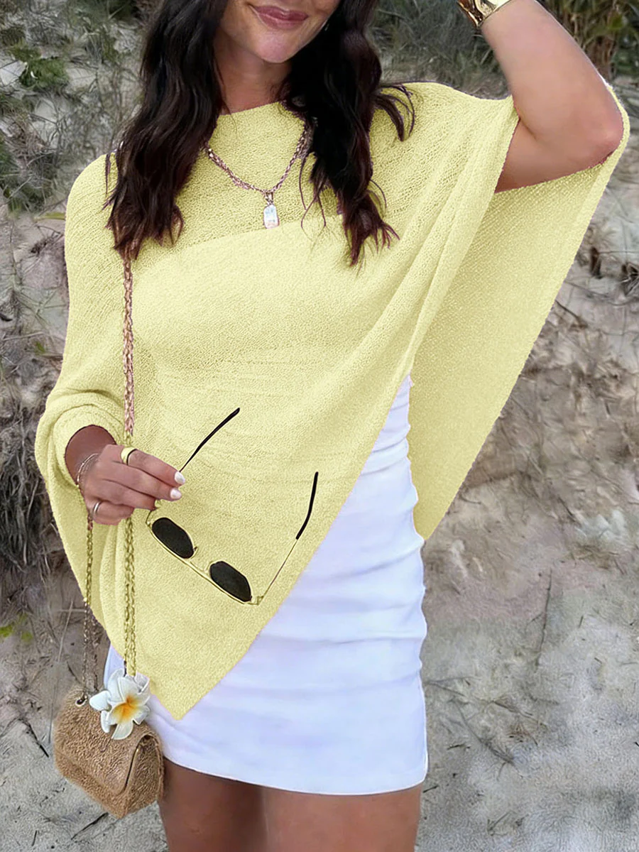 Irregularity Loose See-Through Solid Color One-Shoulder Cape - Image 8