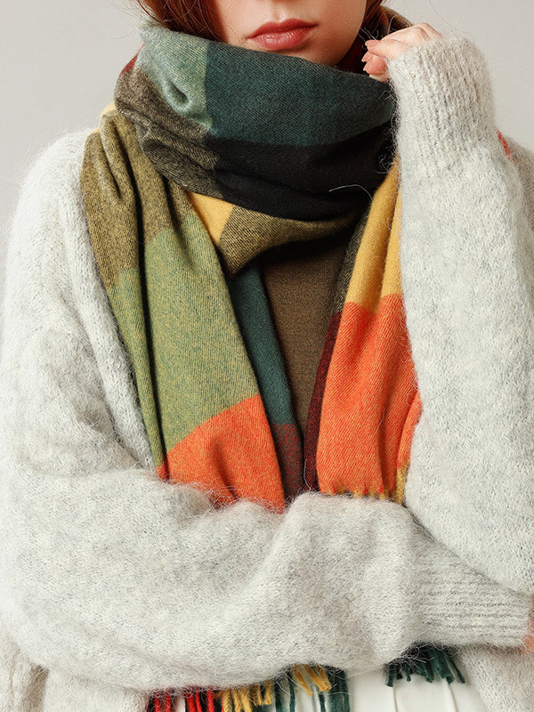 Keep Warm Plaid Tasseled Shawl&Scarf - Image 2