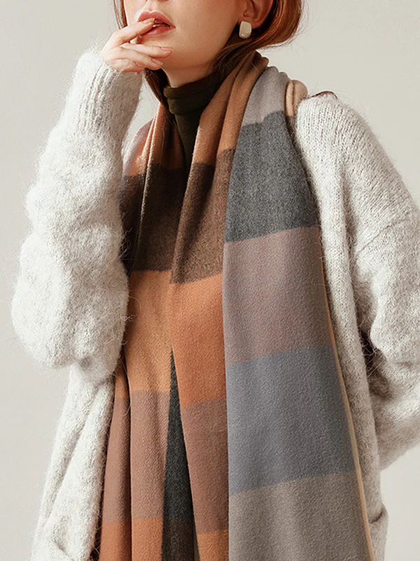 Keep Warm Plaid Tasseled Shawl&Scarf - Image 3