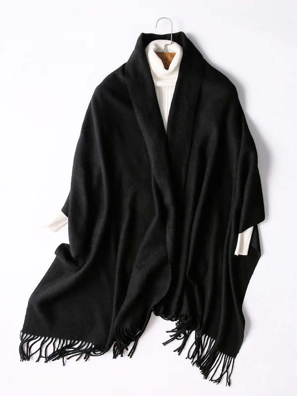 Keep Warm Solid Color Tasseled Shawl&Scarf - Image 14