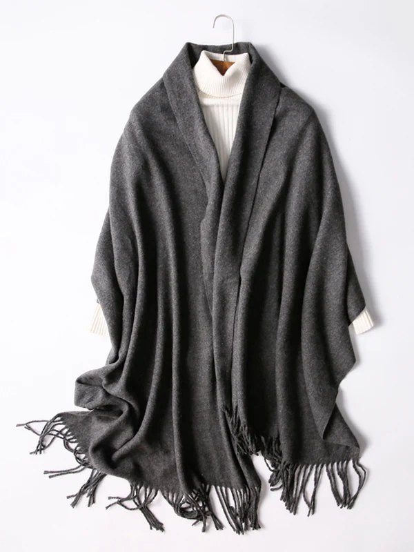 Keep Warm Solid Color Tasseled Shawl&Scarf - Image 15
