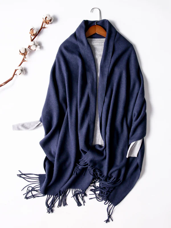 Keep Warm Solid Color Tasseled Shawl&Scarf - Image 16