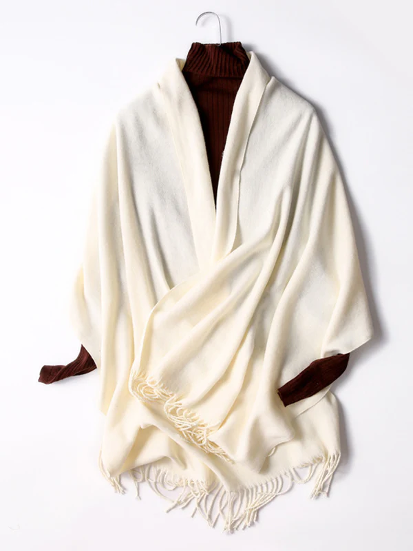 Keep Warm Solid Color Tasseled Shawl&Scarf - Image 17