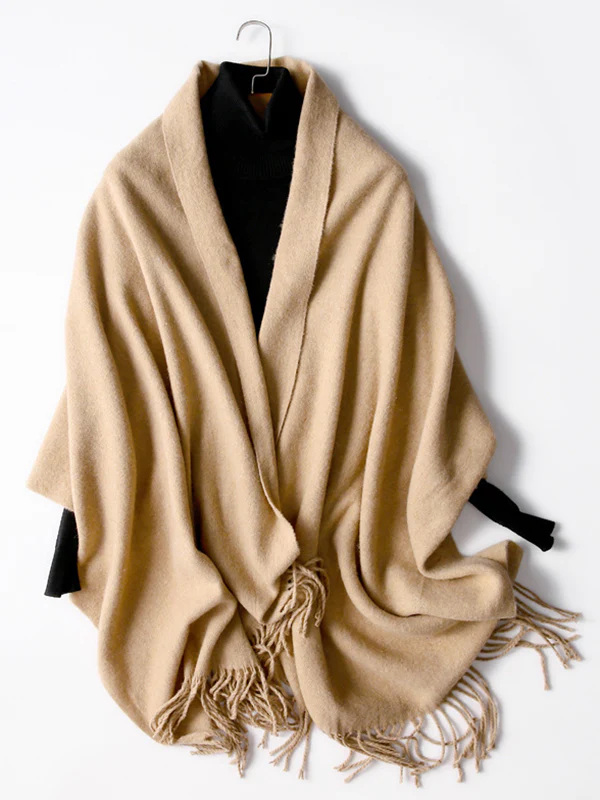 Keep Warm Solid Color Tasseled Shawl&Scarf - Image 18