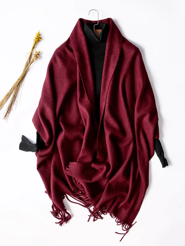 Keep Warm Solid Color Tasseled Shawl&Scarf - Image 20