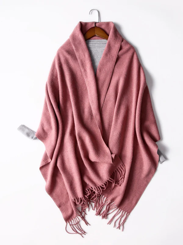 Keep Warm Solid Color Tasseled Shawl&Scarf - Image 22