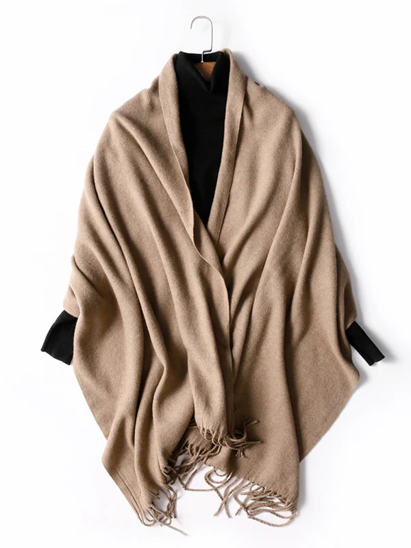 Keep Warm Solid Color Tasseled Shawl&Scarf - Image 24