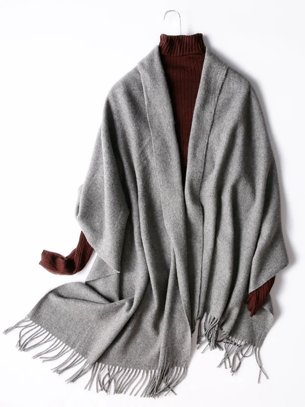Keep Warm Solid Color Tasseled Shawl&Scarf - Image 25